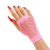 Guantes de Red de Pesca Cortos Multicolor Sexy Guantes Elásticos para Club Nocturno Punk Guantes de Malla Huecos Guantes de Halloween