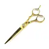 Tijeras de Peluquería Color Dorado, Tijeras para Cortar el Cabello, Tijeras Planas, Tijeras Entresacadoras, Peluquero de Salón de Peluquería