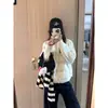 Chaqueta de algodón con patchwork y cuello retorcido, estilo suave, coreana y japonesa, para mujer, cálida y gruesa, adecuada para figuras petites, con un aire estiloso