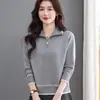 2026 Ropa de Mamá Tejidos para Mujer Otoño Invierno Nueva Llegada Cremallera Solapa Suéter Holgado Corto Cardigan de Punto Capa Base Moderno