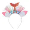 Faixa de cabelo de rede de sereia arco-íris venda quente transfronteiriça festa de feriado infantil estrela do mar rabo de peixe adorno de cabelo princesa acessórios de cabelo