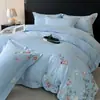 Juego de ropa de cama de cuatro piezas 100% algodón de fibra larga clase A, juego de cuatro piezas 100% algodón, funda de edredón, sábana plana, sábana bajera, artículos de dormitorio