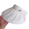 Sombrero de Sol de Moda con Pliegues Brillantes de Ala Ancha para Mujer, Verano, con Decoración de Mariposa Metálica, Sombrero de Protección Solar, Sombrero de Sol