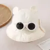 Chapéus de Bebê para Primavera e Outono para Meninos e Meninas, Chapéu de Pescador Listrado, Versão Coreana Desenho Animado Urso Fofo com Óculos de Sol Chapéu de Pescador