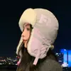 Gorro de Invierno para Mujer, Gorro de Cazador Cálido para Exteriores con Orejeras, Circunferencia de Cabeza Grande, Gorro de Felpa Clásico Versátil, Gorro tipo Turbante a Prueba de Viento
