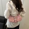 Bolsa Plissada Retrô de Nicho Transfronteiriça Nova para Mulheres Estilo Menina de Moto Fivela de Cinto Bolsa de Ombro Axila Bolsa Transversal