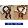 Bufanda de Seda Floral Vintage Maillard con Cuentas para Mujer, Bufanda de Cuello de Cordón de Nicho, Accesorio de Cuello de Cinta Versátil de Alta Gama
