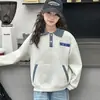 Moletom com Gola Lapela para Meninas 2026 Novo Estilo Primavera e Outono Moda Infantil Tendência para Crianças Maiores Roupa Casual Versátil