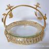 Prato de Frutas de Vidro Dourado Estilo Europeu Vintage Luxo Leve Cravejado de Diamantes Portátil para Frutas Artesanato Ornaments para Banquete de Hotel