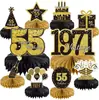 Decoração de Festa de Aniversário de Luxo Preto e Dourado para Adultos, Enfeites e Suprimentos de Favo de Mel, Presentes de Mesa para Festa de Aniversário