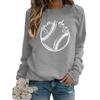 Sudadera con Chaqueta de Cuello Redondo Estampada de Béisbol Gamday Talla Europea Chaqueta para Mujer Europea y Americana Manga Larga Amazon Cross Border