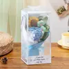 Presente Criativo de Aniversário para o Dia das Mães: Caixa de Presente com Flores de Lã de Girassol e Rosa Tricotadas para Mãe e Amigas