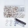 Juego de Hebilla de Ojal de Aire de 12 mm + Herramienta de Instalación Hebilla de Cobre Ojal Redondo Lona Altura Ferretería Hebilla de Ojal Metálico Anillo de Cobre