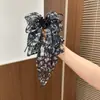 Grampo de rabo de cavalo suave em rede estilo coreano para mulheres, presilha de cabelo de fita floral de alta qualidade, presilha de tubarão estilo preguiçoso com laço, acessório de cabelo