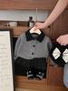 Conjunto de Cardigan de Tricô e Saia Plissada Estilo Preppy para Meninas Outono e Inverno Novo Estilo Roupa Infantil Estilo Coreano