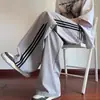 Pantalones Deportivos de Estilo Americano con Tres Rayas para Hombre, Versátiles de Otoño High-Street, Pantalones Largos Casuales de Pierna Ancha, Marca de Moda, Talla Grande, Pierna Recta