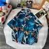 Verão Novo Estilo Estilo Japonês Estilo Ins Estilo Hong Kong Retrô Floral Fino Camisa de Casal Tops Camisas de Manga Curta Soltas para Homens Tendência