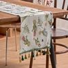 Imaki Camino de Mesa de Tela de Rima Estilo Americano Vintage Hilo Teñido Jacquard con Borlas Cubre Mesa de Centro Mueble de TV Tira Larga