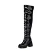 Botas altas hasta la rodilla botas talla grande 40 tubo de acero baile tacón alto 48 punta cuadrada gruesas otoño e invierno nuevas botas para discoteca europeas y americanas botas cuero charol botas de mujer