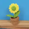 Producto Terminado de Ganchillo Hecho a Mano Transfronterizo Mini Planta de Margarita en Maceta Decoración Interior de Coche Adorno de Escritorio Regalo