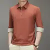 2025 Nova Camisa Polo Masculina Manga Longa Tendência para Homens Jovens e de Meia-Idade, Camiseta Básica Casual Masculina