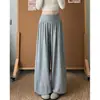 Pantalones anchos acampanados de color blanco grisáceo para mujer, nuevo estilo Otoño 2026, de cintura alta, adelgazantes, casuales, plisados, para petite, holgados, pantalones tipo linterna