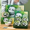 Juego de Cuencos de Porcelana Azul y Blanco Práctico para Eventos de Inauguración y Regalos, Juego de Regalo de Cuencos de Oso y Ciervo con Palillos y Vajilla, Estilo Chino Creativo Pequeño