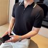 Polo de Punto con Media Cremallera Estilo Old Money para Hombre Verano 2025, Camiseta Casual de Lujo Ligero con Rayas Oscuras y Cuello de Solapa para Hombre
