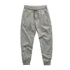 Pantalones Finos de Verano para Hombre Sueltos Modernos Elásticos de Secado Rápido Transpirables Seda de Hielo Deportivos Grises con Cordón en la Pierna Pantalones Casuales
