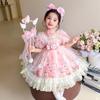 Vestido Lolita Menina Lina Belle 2025 Verão Novo Estilo Vestido Princesa Infantil Saia Bufante Saia de Gaze