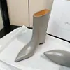 Botines de moda de tacón alto con punta fina, estilo coreano retro y moderno para mujer 2026, elegantes botines nuevos para otoño e invierno, sin cordones, que aumentan la altura, hasta la mitad de la pantorrilla