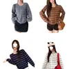 Venta al por mayor de fábrica Suéter cárdigan de rayas retro Maillard Ropa exterior pequeña para mujer Versátil estilo perezoso Ropa para mujer Moda joven