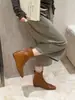 []2026 Otoño/Invierno Nuevas Botines Cuadrados con Tacón Oculto Estilo Europeo y Americano Botines de Cuña para Mujer Botas de Moda