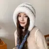 Chapéu de Lã Plush Outono e Inverno Estilo Coreano Versátil Aconchegante Proteção contra Frio Chapéu com Proteção para Orelhas Circunferência Craniana Grande Chapéu de Tricô