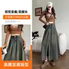 Falda de Mezclilla con Abertura para Mujer Otoño e Invierno 2025 Nueva Cintura Alta Diseño Delgado Línea A Recta Longitud Media