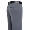 Pantalones de Negocios Gruesos de Alta Elasticidad para Primavera y Otoño para Hombres de Mediana Edad, Pantalones de Vestir Casuales Sueltos Rectos de Cintura Alta sin Planchar para Hombres de Mediana Edad y Mayores