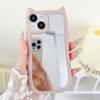 Para Funda de Teléfono iPhone15 14 Creativa 13 Espejo Orejas de Gato Apple 12 Silicona 11 Cubierta Protectora de Maquillaje para Mujeres