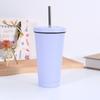 5D impressão 304 aço inoxidável cross-border garrafa térmica copo simples reto com palha xícara de café borracha sentir copo de bebida fria