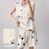 Pijama Familiar de Algodón y Seda para Mujer, Camisola sin Mangas de Rayón, Fresca y Cómoda, Adecuada para Usar en Casa y al Aire Libre, Conjunto de Verano