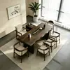 Conjunto de mesa de chá e cadeiras em madeira maciça, mesa de chá estilo chinês novo minimalista moderno para escritório com tampo grande