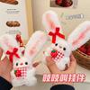 Colgante creativo de conejo de peluche con orejas largas, llavero con forma de corazón para niña, accesorio para colgar en la bolsa