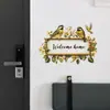Letrero de Bienvenida con Flor Pintada y Colibrí Fun-F958 Decoración para Sala de Estar Puerta de Casa Pegatina Embellecedora Venta al por Mayor Autoadhesivo