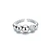 Anillo Redondo de Terciopelo, Anillos Apilables Redondos Personalizados, Anillo Pequeño de Bola de Nieve, Anillo Articulado Geométrico Redondo de Perlas y Circonita Giratorio