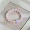Nuevo Pulsera de una Sola Vuelta con Perlas Redondas de Cristal Rosa Natural de Xirui para Mujer, Pulsera de Cristal Versátil, Joyería de Moda y Exquisita al por Mayor