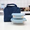 Pote de Almoço de Vidro com Tampa, Micro-ondas, Compartimentado, Especial para Manter Alimentos Frescos e Quentes, Marmita de Estudante, Tendência Nacional