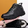 Zapatos de Algodón al por Mayor para Invierno, Forrados de Felpa y Engrosados para Calidez, Botas de Nieve con Cordones, Botas Martin Casuales, Zapatos de Cuero Grandes, Antideslizantes y Resistentes al Desgaste