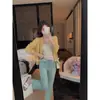 Design Doce e Picante Renda Laço Colete Feminino Roupa Externa Base Top Slim Jacquard Anti-reflexo Malha Alça