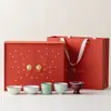 Tazas de Té Culturales y Creativas Chinas de Moda, Tazas de Maestro de los Cinco Hornos Famosos, Caja de Regalo para Taza de Té, Caja de Regalo Souvenir, Regalos para Eventos y Reuniones Anuales para Empleados y Clientes