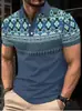 Camisa tipo polo de manga corta para hombre de Amazon transfronteriza con estampado digital 3D, camisa casual de golf con cuello