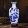 Jarrón de Cerámica Jingdezhen Porcelana Jun Antigua Jarrón de Porcelana Verde Arreglo de Flores de Bambú Rico Decoraciones para Sala de Estar